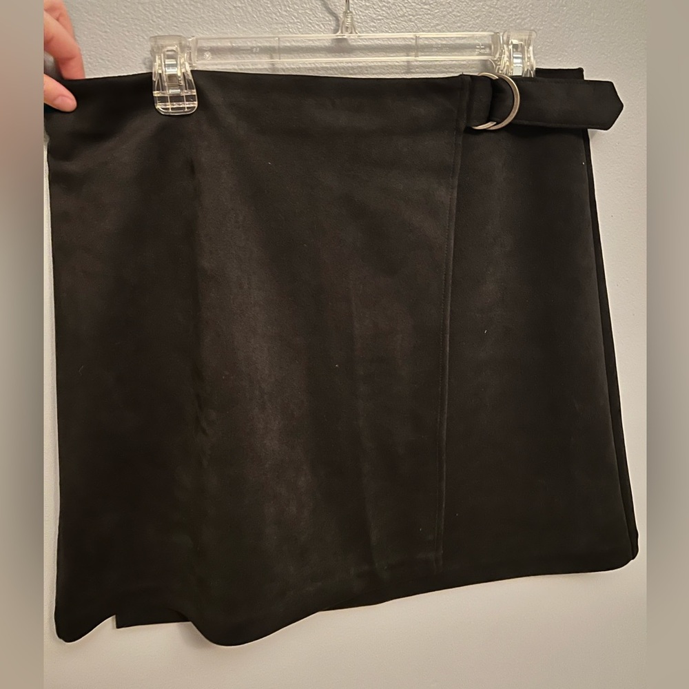 Banana Republic- Black suede wrap mini skirt